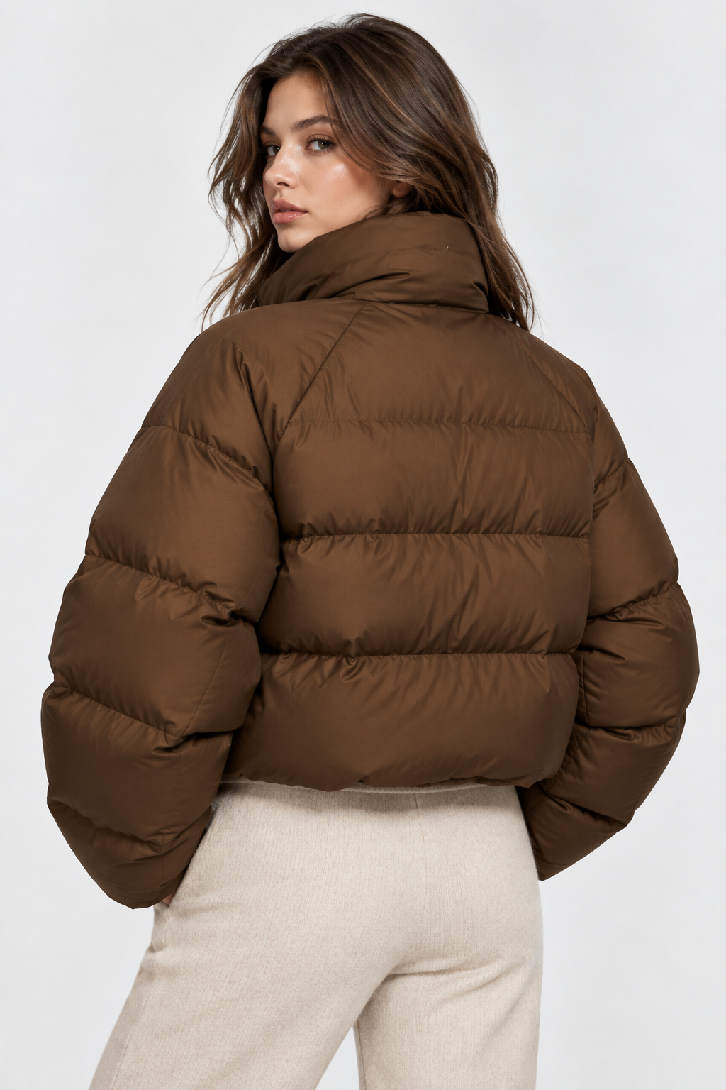 Women Cropped Puffer Jacket Oversized Fit