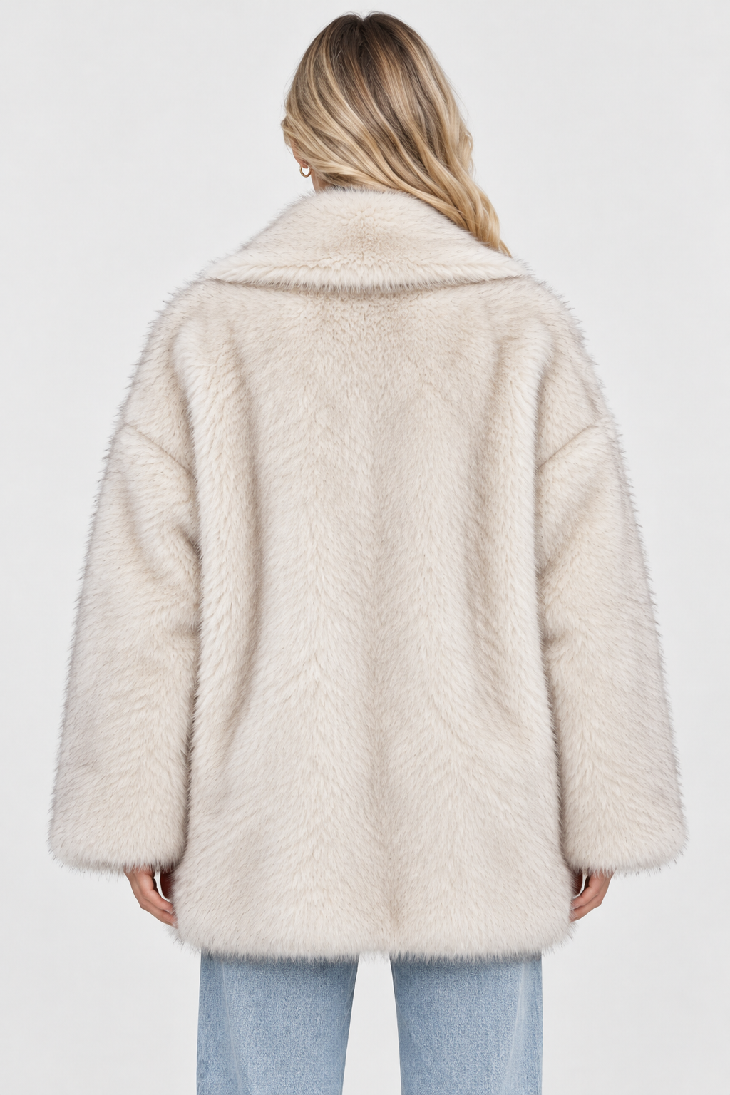 Women Faux Fur Coat Oversized Notched Lapel