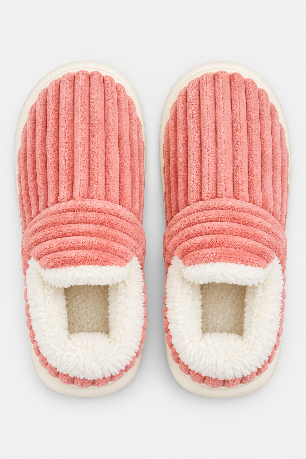 Femme Chaussons en Velours Côtelé Doublure Douce Semelle Épaisse