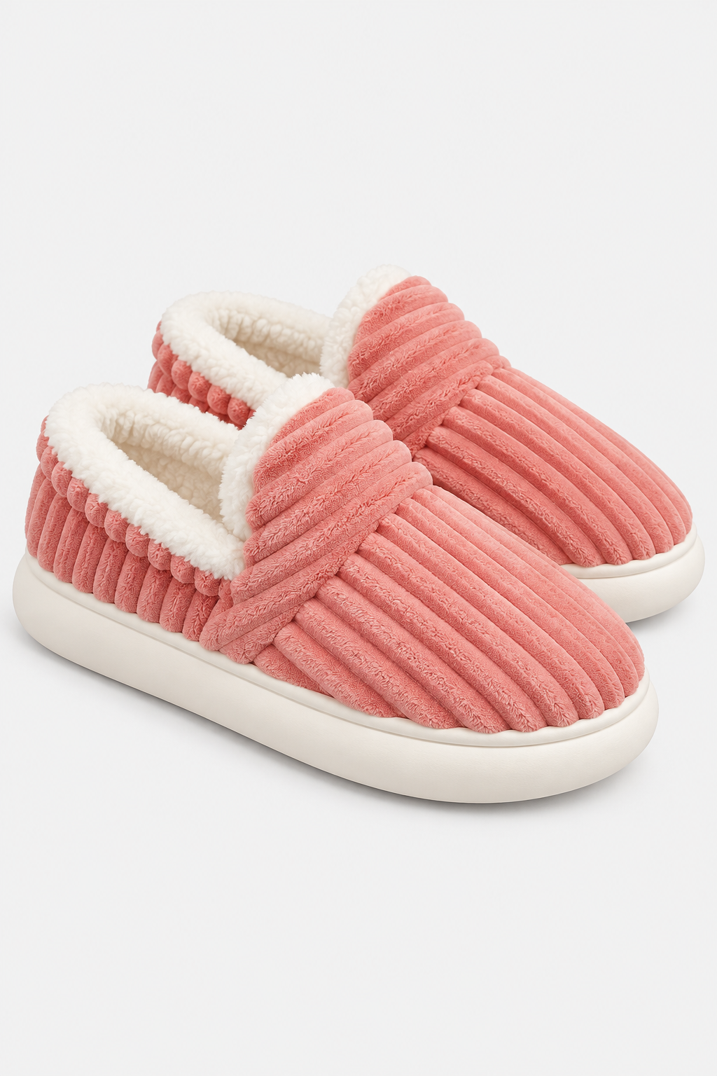 Femme Chaussons en Velours Côtelé Doublure Douce Semelle Épaisse