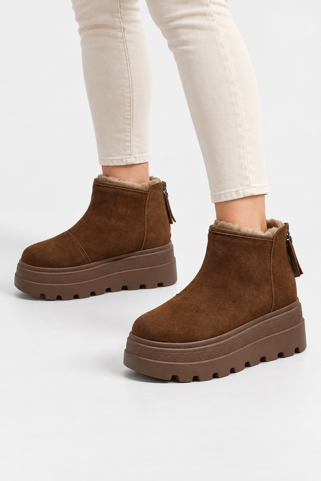 Women Fur Lined Ankle Snow Boots