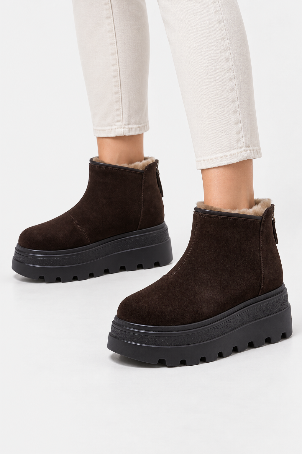Women Fur Lined Ankle Snow Boots