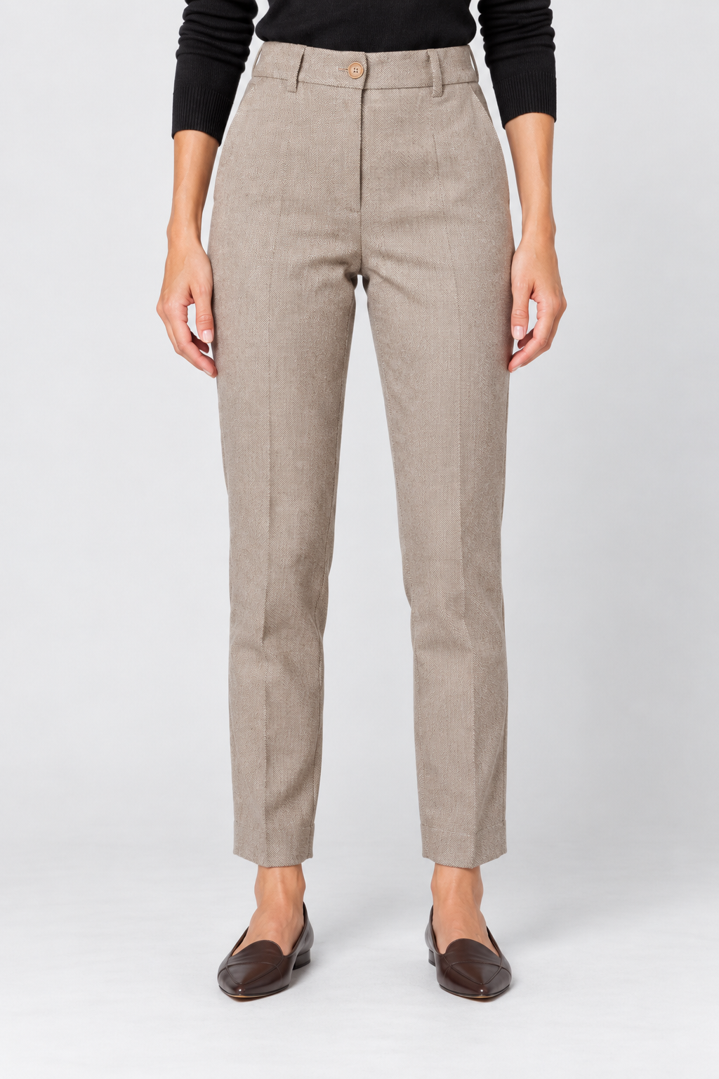 Femme Pantalon à Chevrons Taille Haute Fuselé