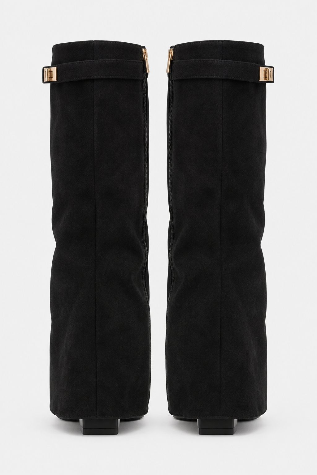 Women Knee High Boots Fold Over Buckle