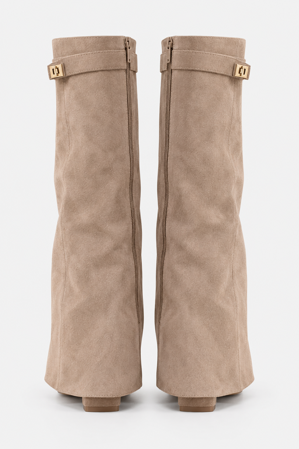 Women Knee High Boots Fold Over Buckle