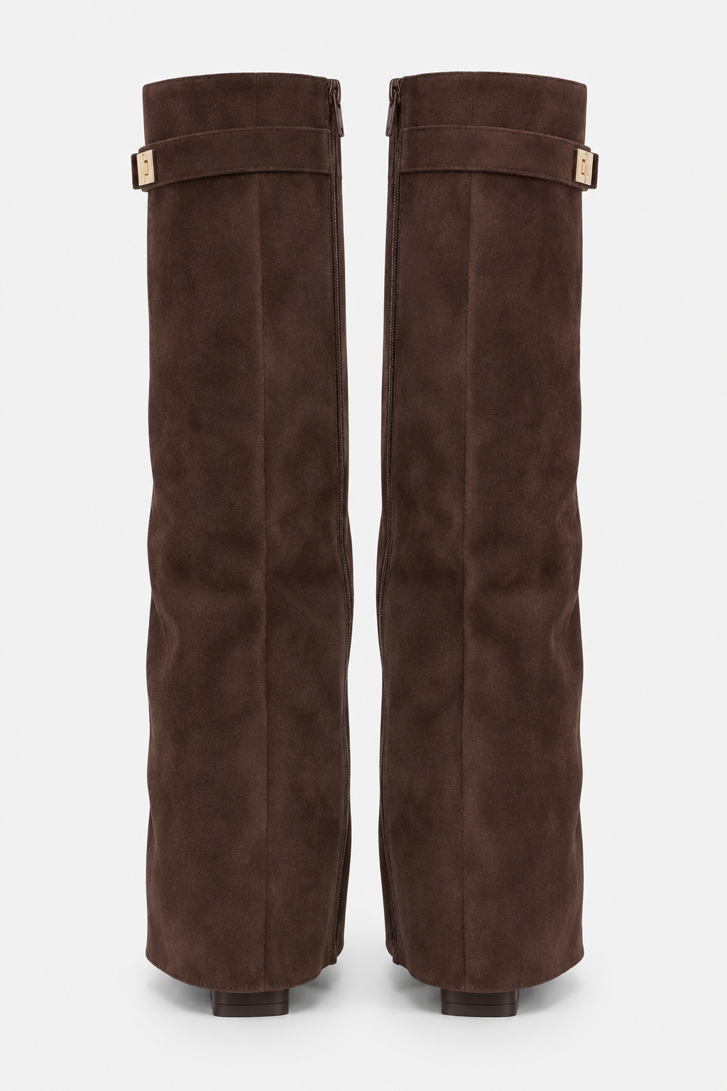 Women Knee High Boots Fold Over Buckle