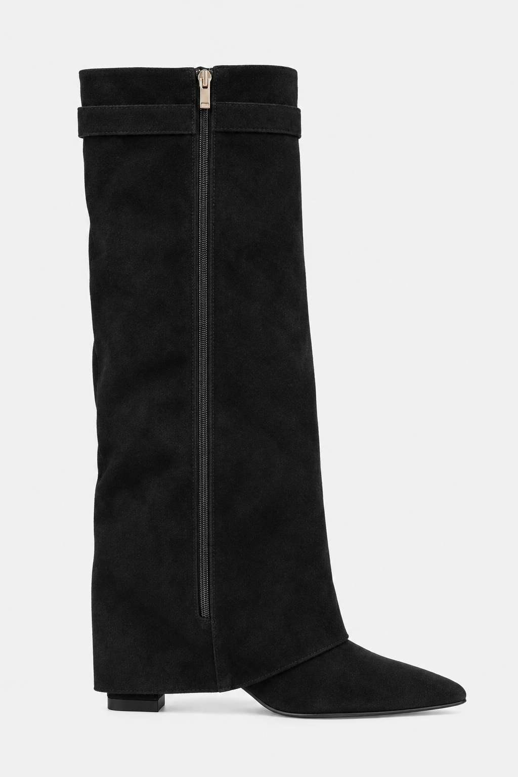 Women Knee High Boots Fold Over Buckle