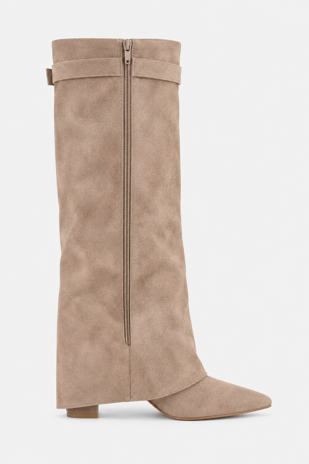 Women Knee High Boots Fold Over Buckle