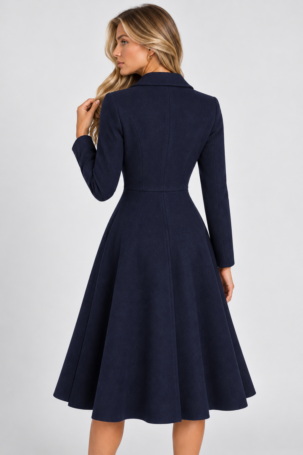 Femme Manteau Long Évasé Col Cranté