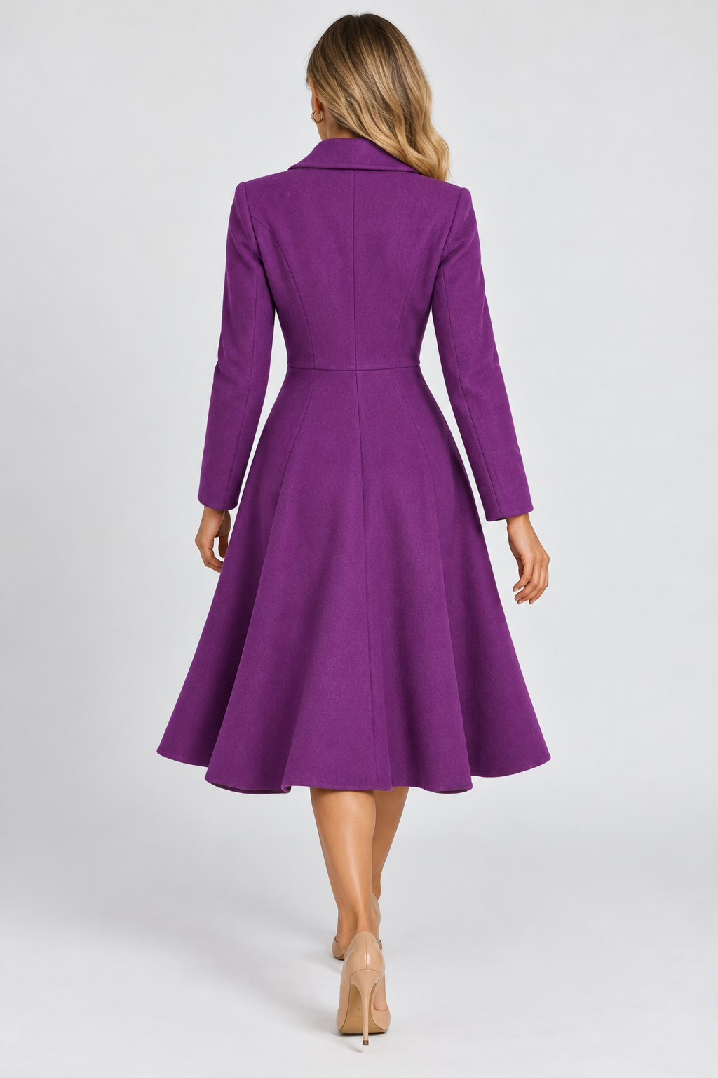 Femme Manteau Long Évasé Col Cranté
