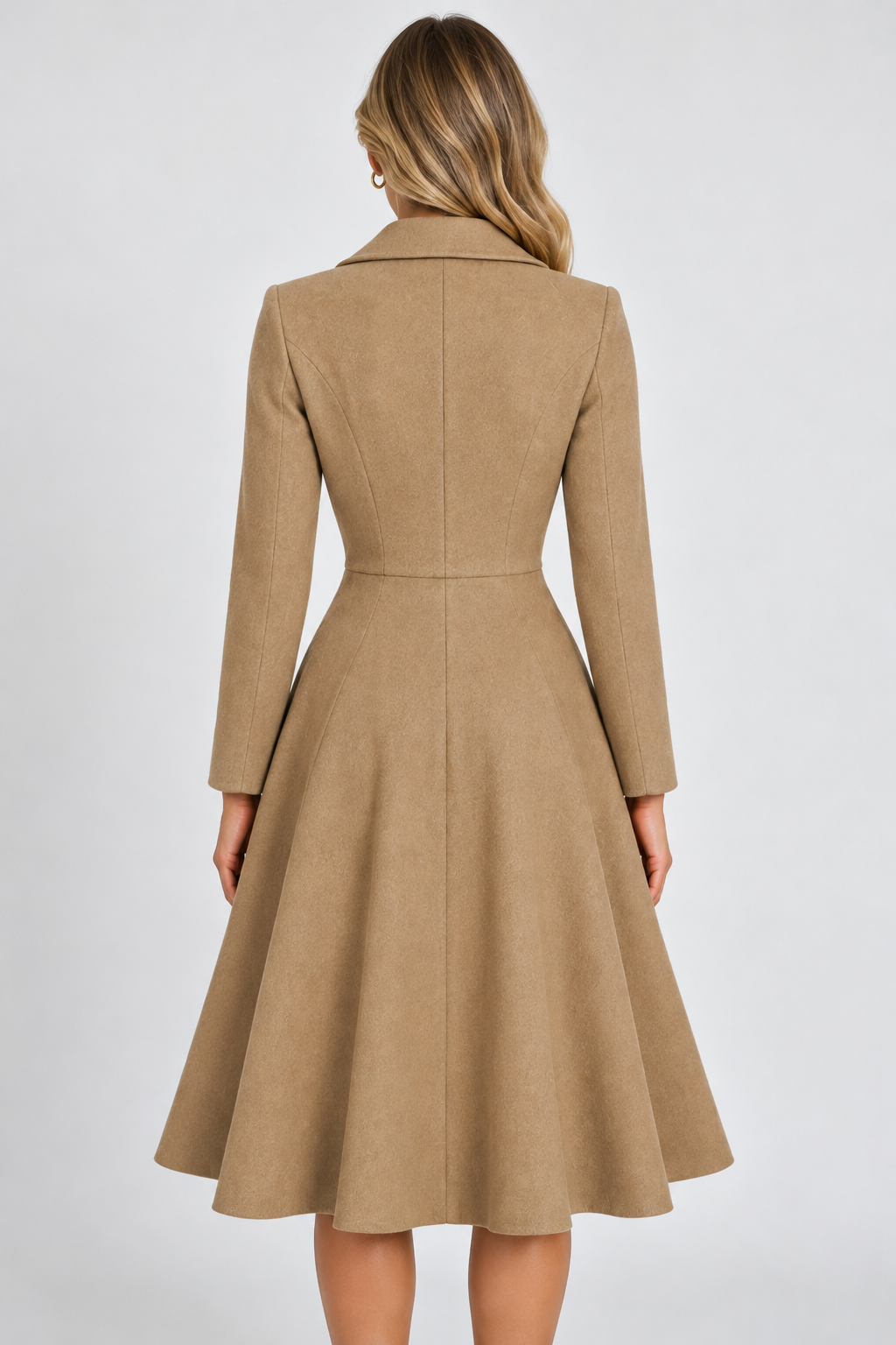 Femme Manteau Long Évasé Col Cranté