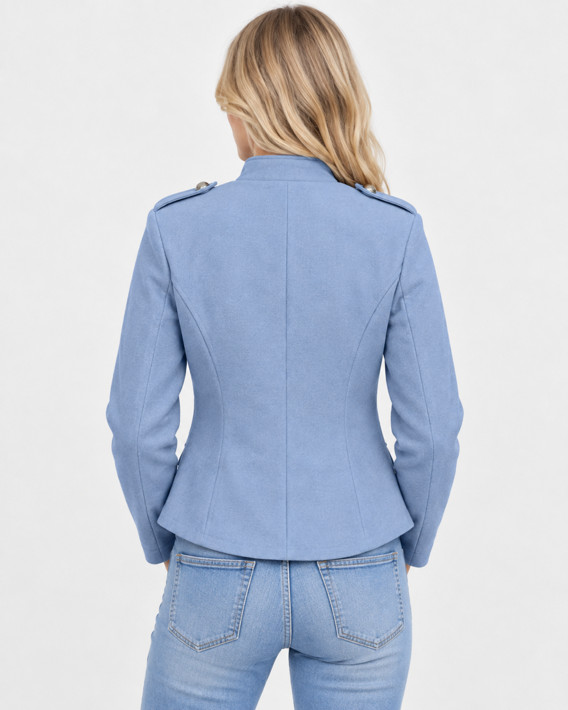 Women Military Style Blazer Button Details