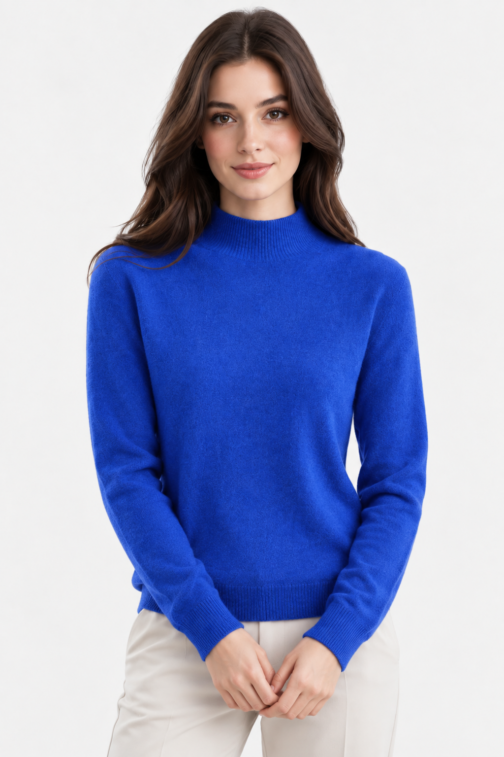 Women Mock Neck Fitted Jumper