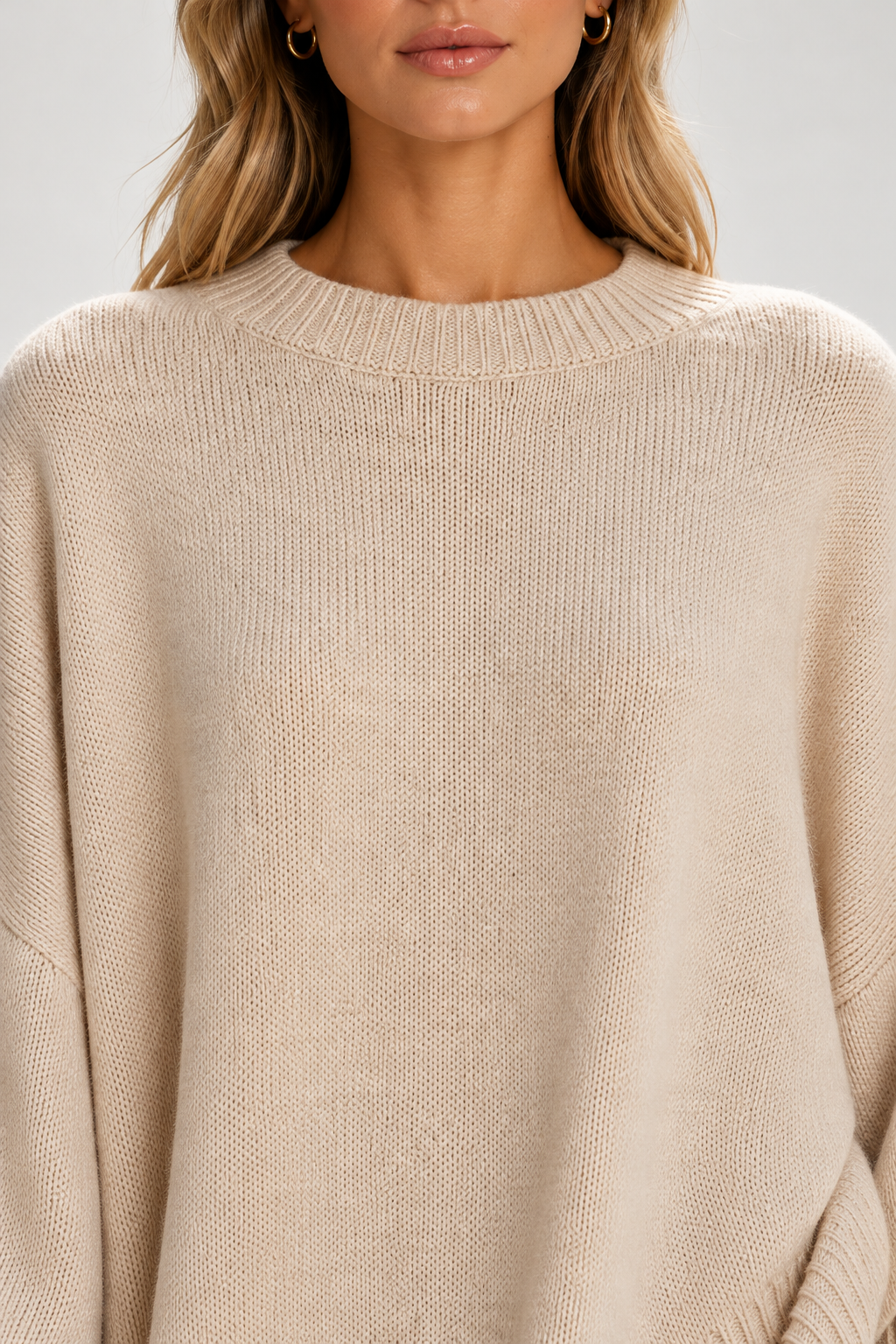 Women Oversized Longline Knitted Jumper Balloon Sleeves