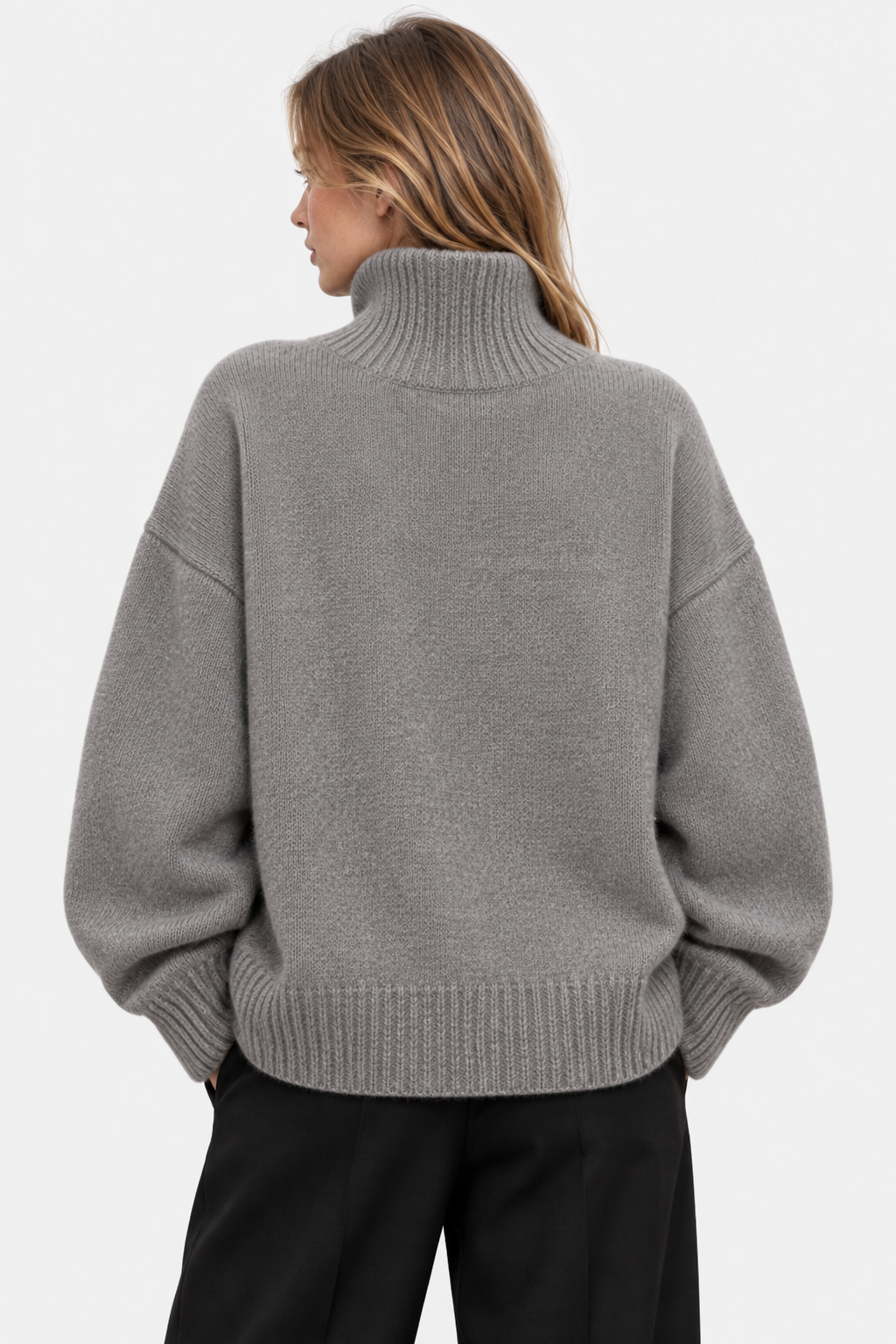 Women Oversized Turtleneck Jumper Dropped Shoulder