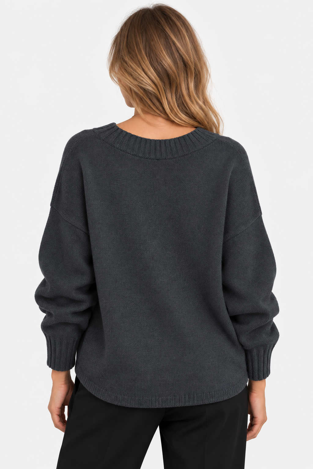 Women Oversized V Neck Jumper Dropped Shoulder