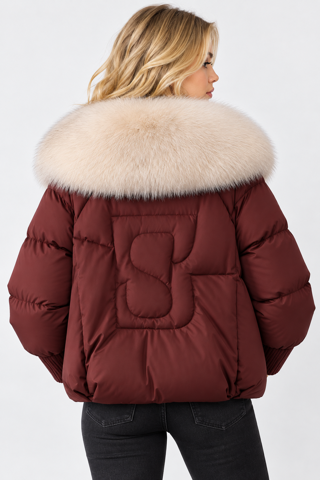 Doudoune oversize pour femme avec grand col en fourrure
