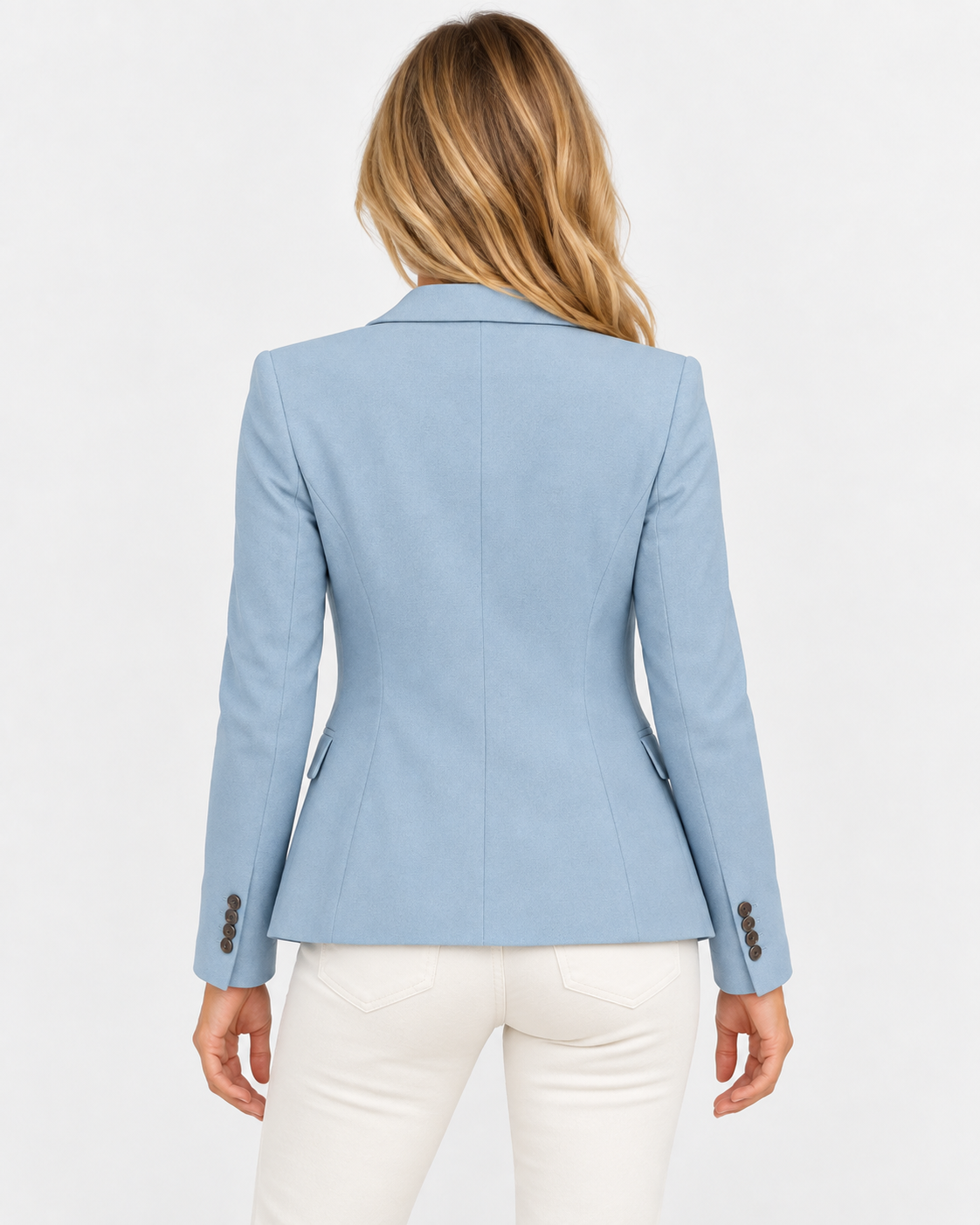 Women Single Button Blazer Notch Lapel