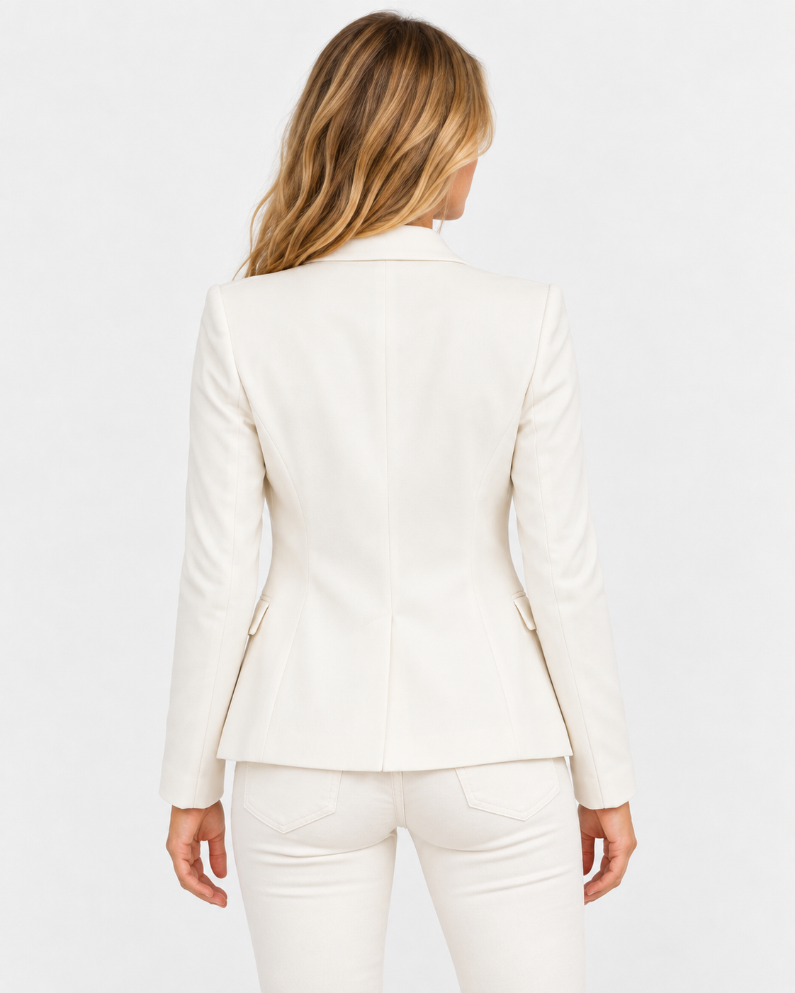 Women Single Button Blazer Notch Lapel