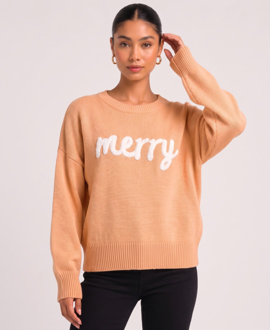 Everly Jumper in Apricot, front view