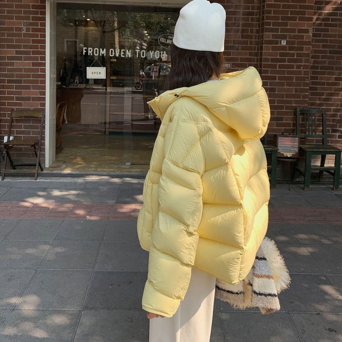 Linda Short Boxy Puffer Jacket in Pink