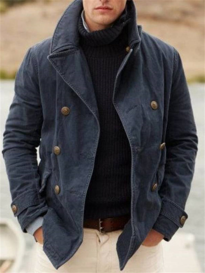 Lincoln Double Breasted Short Coat in Blue