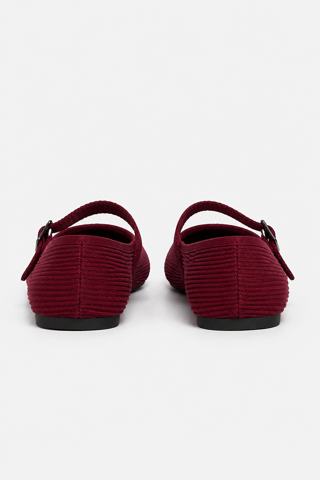 Mary Jane Ribbed Buckle Flats