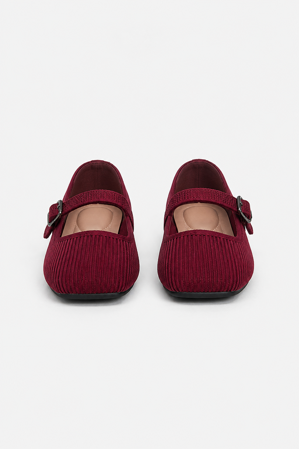 Mary Jane Ribbed Buckle Flats