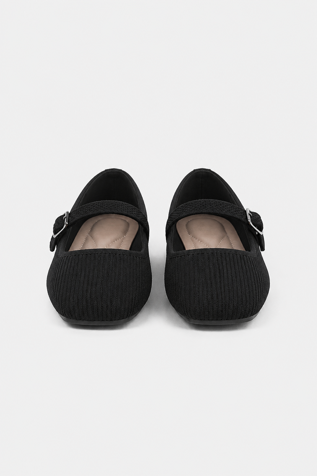 Mary Jane Ribbed Buckle Flats