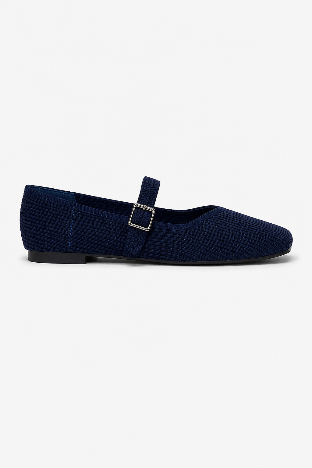 Mary Jane Ribbed Buckle Flats