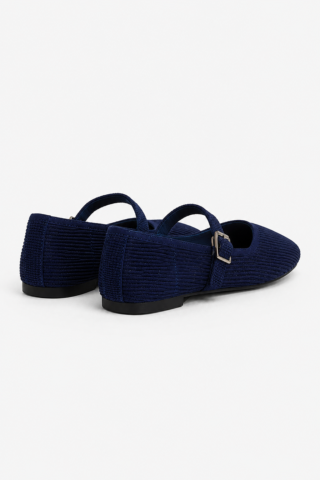 Mary Jane Ribbed Buckle Flats