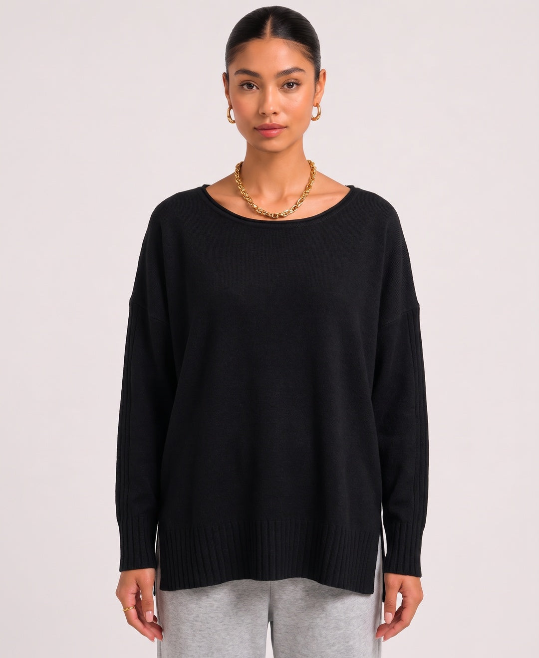 Marit Jumper in Black, front view