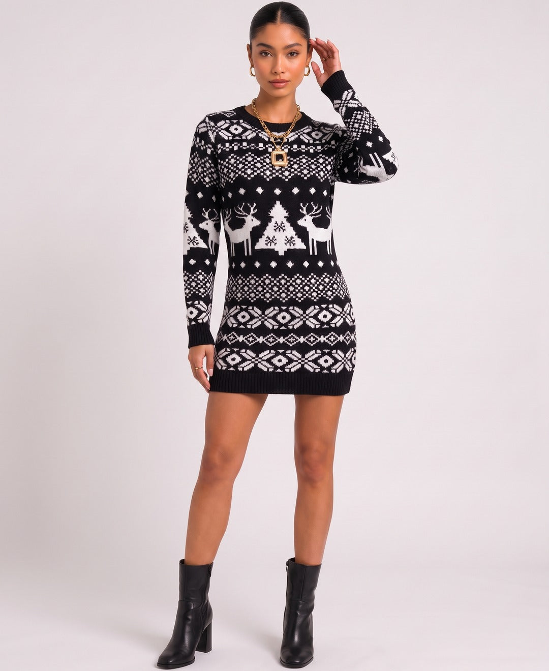 Nadege Dress in Black, front view