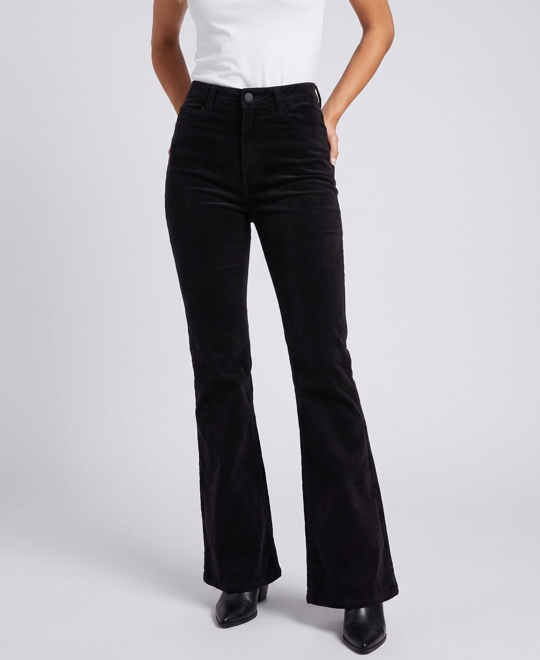 Delphina Trousers in Black corduroy, front view