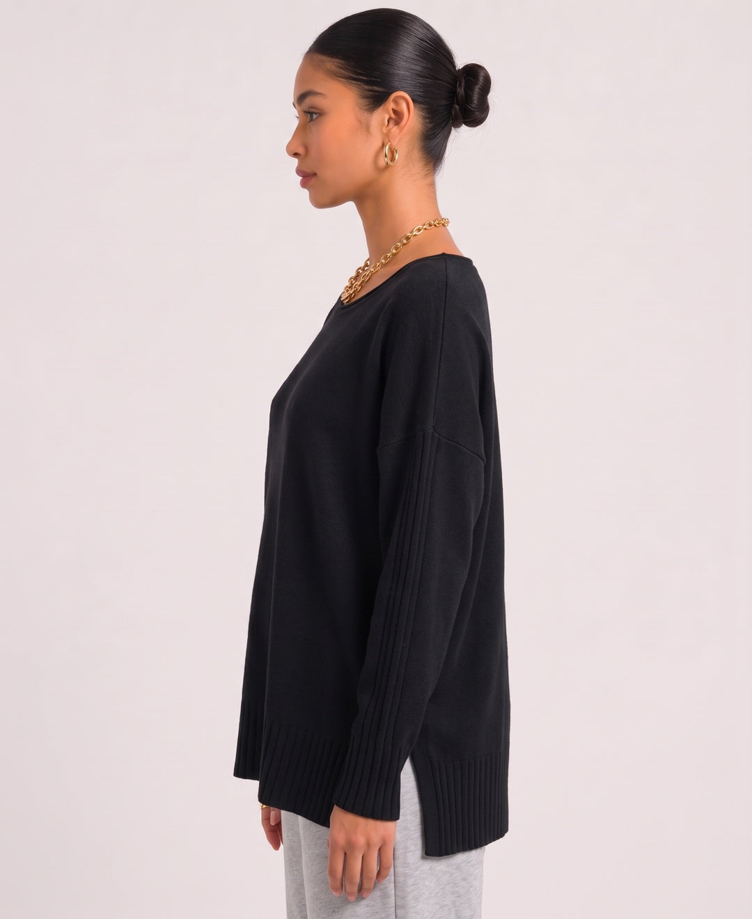 Marit Jumper in Black, side view