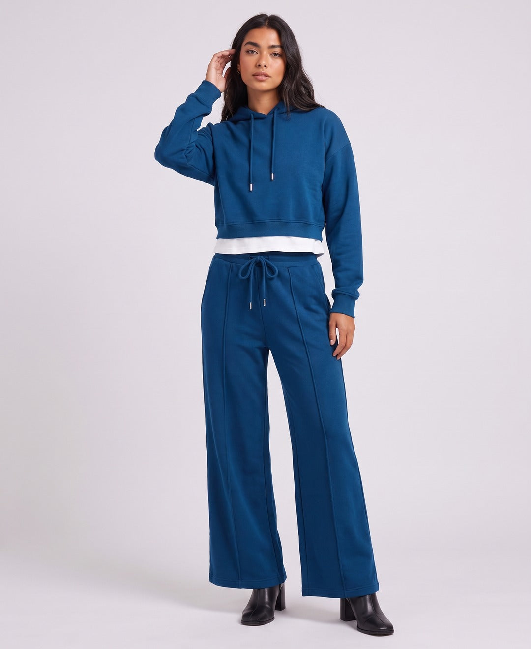 Nova Hoodie Set in Blue, front view