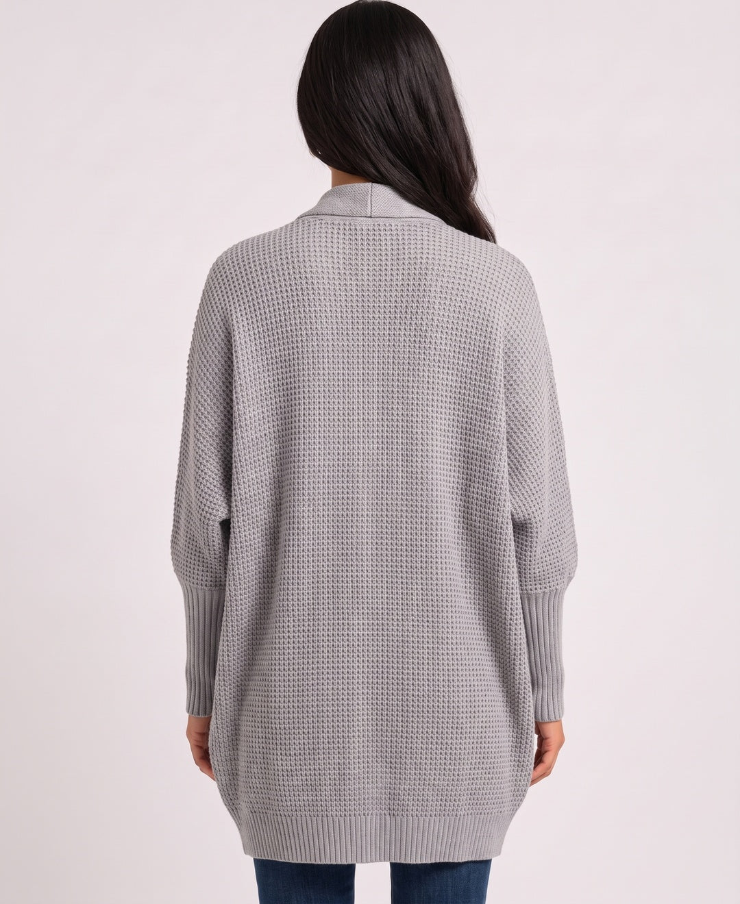 Romy Batwing Cardigan in Grey, back view