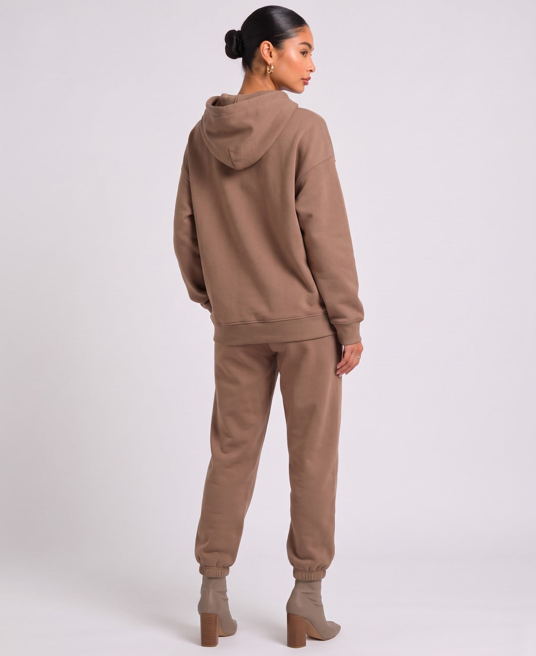 Esme Hoodie Jogger Set in Brown, back view