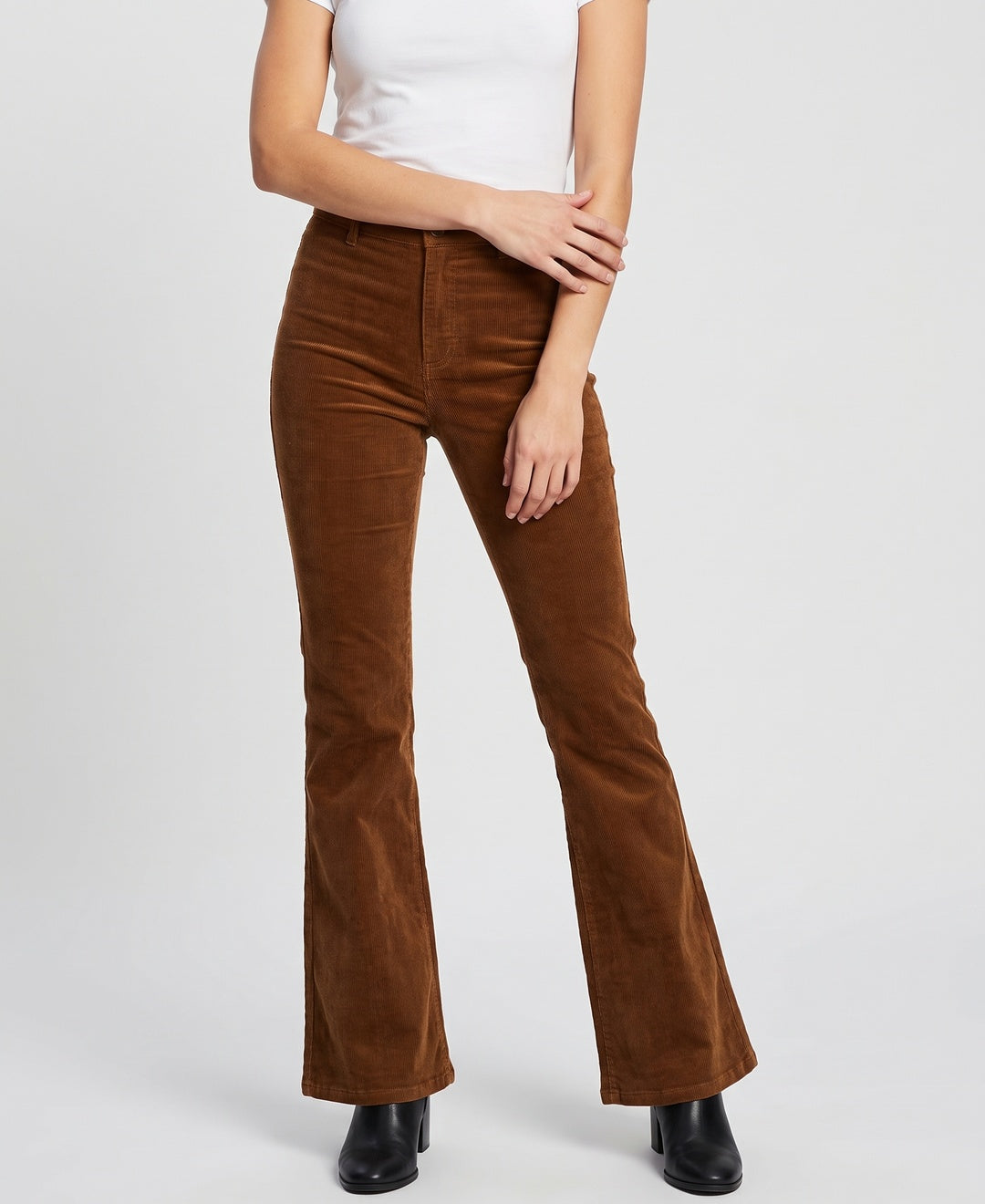 Delphina Trousers in Brown corduroy, front view