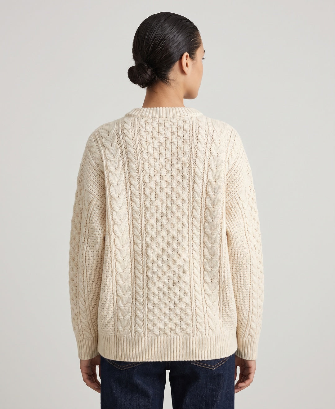 Brune Cable Knit Jumper in White, back view