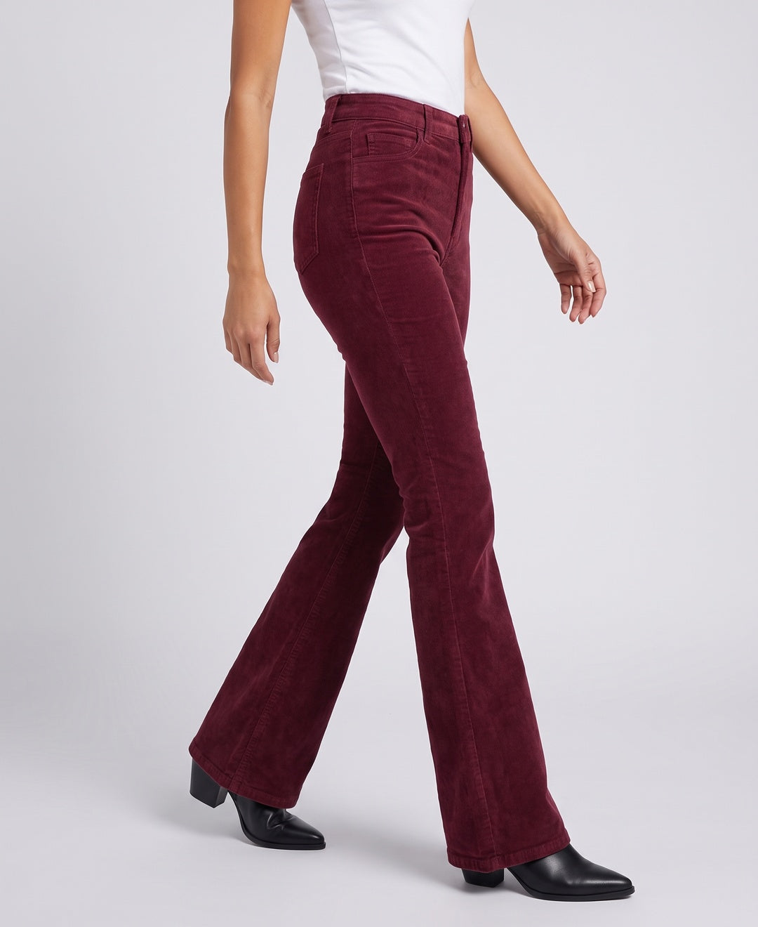 Delphina Trousers in Burgundy corduroy, front view