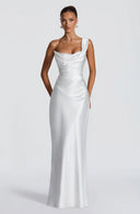 Eurydice draped cowl satin maxi dress