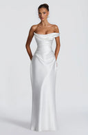 Eurydice draped cowl satin maxi dress