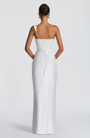 Eurydice draped cowl satin maxi dress