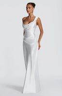 Eurydice draped cowl satin maxi dress