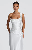 Eurydice draped cowl satin maxi dress