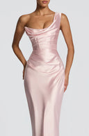 Eurydice draped cowl satin maxi dress