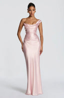Eurydice draped cowl satin maxi dress