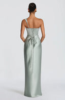 Eurydice draped cowl satin maxi dress