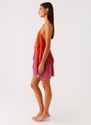 Juliana ombré chiffon halter mini dress